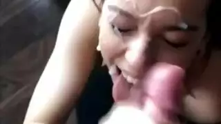 facial porn with a gorgeous brunette slut