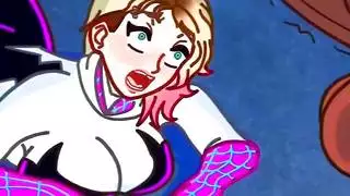 أعجوبة العنكبوت جوين يأخذ حمولة في بوسها الرطب