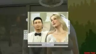 زوجة متزوجة حديثًا في فستان زفاف مارس الجنس في صورة التقاط الصور بجانب زوجها كورنودو نوتوراري